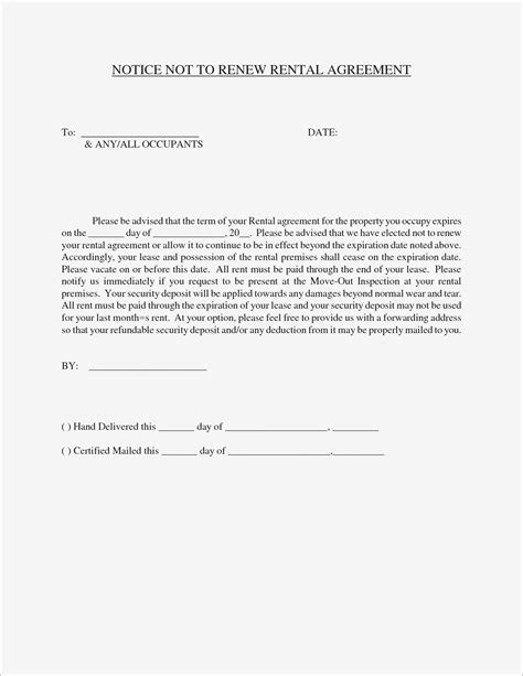 nonrenewal  lease letter template samples letter template collection