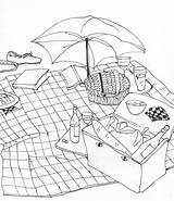 Picnic Coloring Pages Drawing Kids Clipart Popular Getdrawings Library Coloringhome Line sketch template