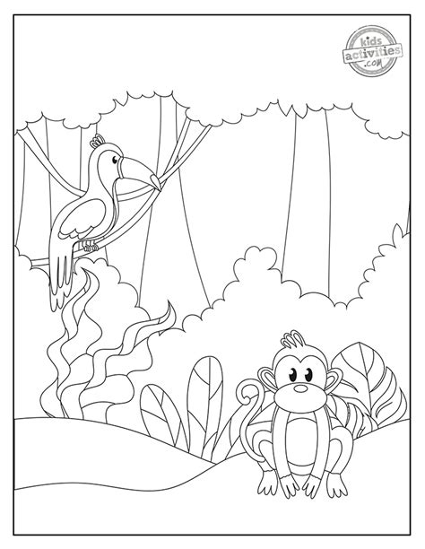 jungle drawings coloring pages