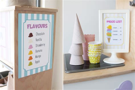 ice cream shop dramatic play printables  party design