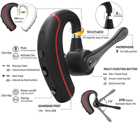 bluetooth headset handsfree wireless earpiece   mic