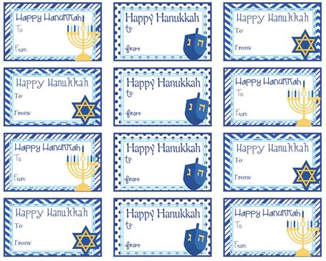 happy hanukkah gift tags printable instant  happy