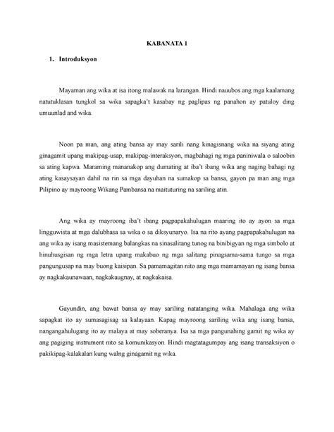 Pananaliksik Sa Filipino Patungkol Sa Wikang Filipino Kabanata 1 1
