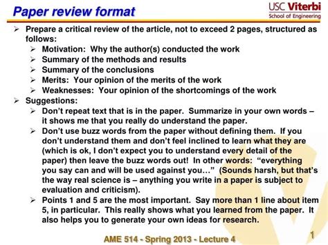 paper review format powerpoint    id