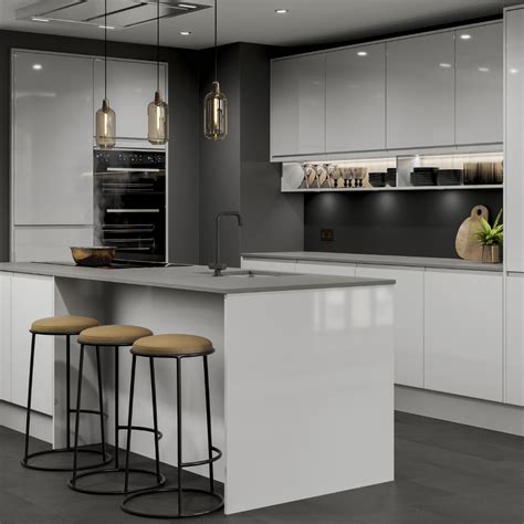 clerkenwell gloss dove grey kitchen   modern kitchen design