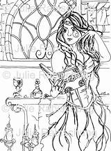 Coloring Pages Gothic Adults Witch Adult Magic Book Fantasy Printable Spells Print Colouring Fairy Idea Amazing Seasonal Stamp Commercial Digital sketch template