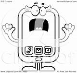 Phone Cartoon Screaming Mascot Smart Clipart Vector Outlined Coloring Cory Thoman Royalty sketch template