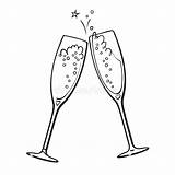 Champagne Sekt Sektglas Cheers Clipart Noir Handwritten übertragen Verres Deux Croquis Vecteurs sketch template