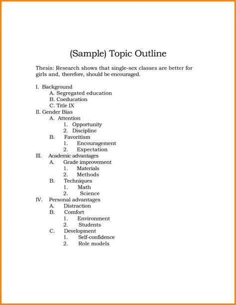 outline template  outline topic outline outline format