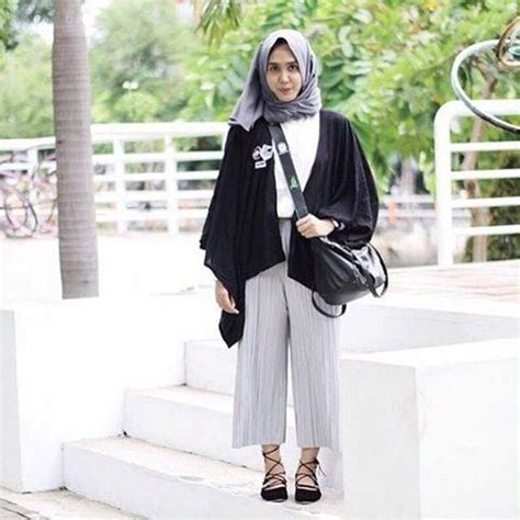 inspirasi padu padan celana kulot  hijabers muslim
