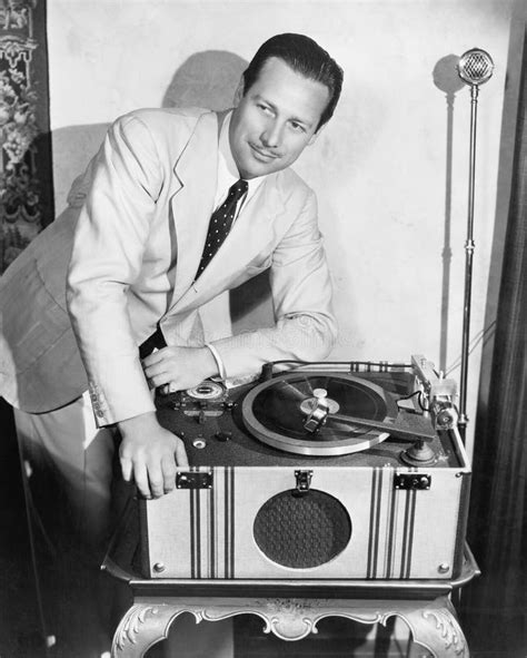 man  record player stock photo image  cool adult