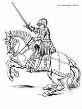 Coloring Pages Medieval Coloriage Horse Knight Knights Castle Printable Princesses sketch template