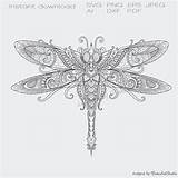Dragonfly Coloring Pages Mandala Svg Zentangle Animal Style Doodle Visit Etsy sketch template