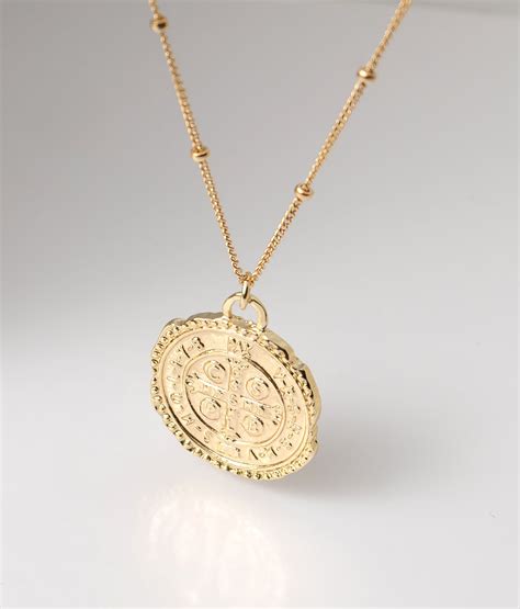 gold coin necklace  gold filled medallion necklace etsy
