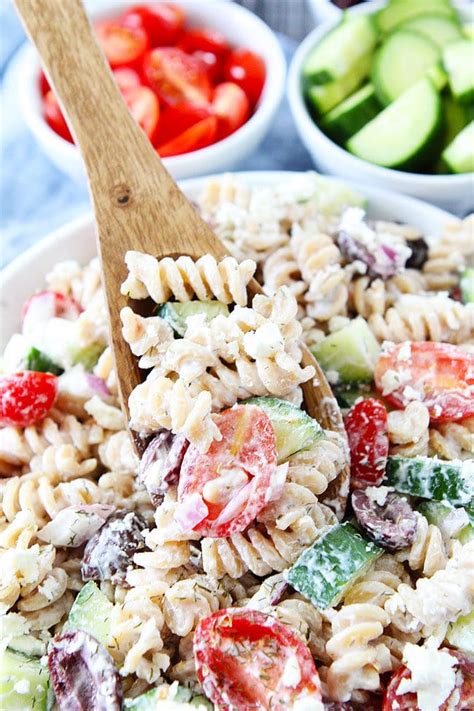 greek pasta salad {with greek yogurt}
