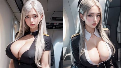 ai art flight attendant ca 銀髪の客室乗務員 2 youtube