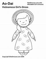 Coloring Pages Girl Vietnam Drawing Vietnamese Chinese Colouring Soldier Kids Tet Kid Craft Girls Year Silhouette Dress Cultural Color Crafts sketch template