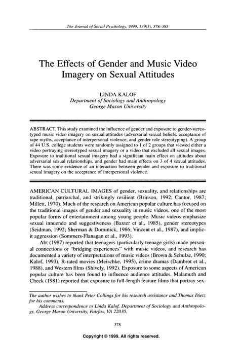 pdf the effects of gender and music video imagery on