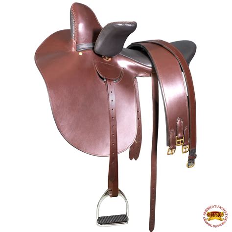 hs english side saddle horse riding tack brown leather hilason