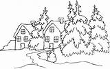 Coloring Village Winter Snowy Pages Landscape Drawing Landscapes Printable Getdrawings Tree Color Christmas Adult Print Getcolorings Choose Board sketch template