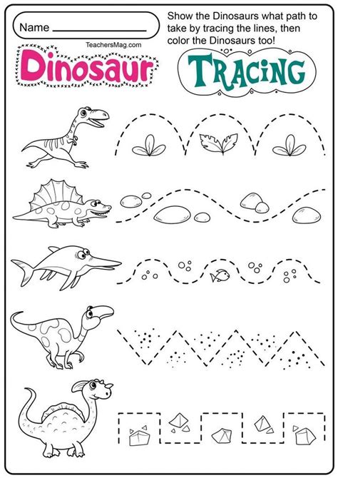 dinosaur learning resources tracing worksheets preschool dinosaur