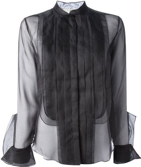 Chloé Silk Blend Sheer Blouse In Black Lyst