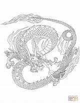 Coloring Dragon Chinese Pages Printable Drawing Dot sketch template