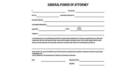 sample general power  attorney forms  ms word