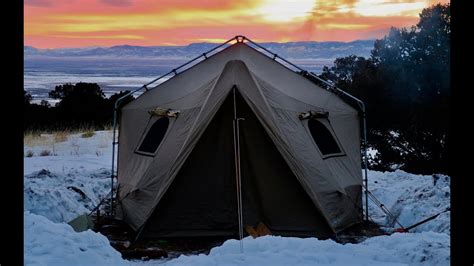 living  grid   tent  wood stove  remote colorado dispersed winter campsite youtube