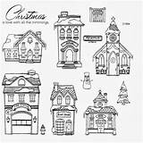 Town Villages Snowy Sets Nähen Scrapbook Noel Entdecke Weihnachtsdorf sketch template