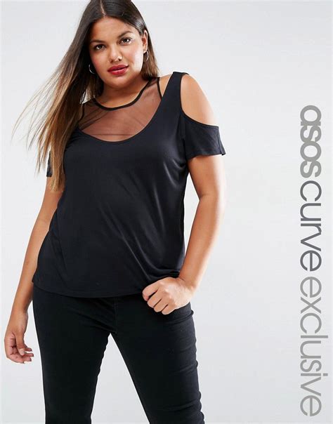 asos curve cold shoulder top  mesh underlayer  asoscom latest fashion clothes fashion