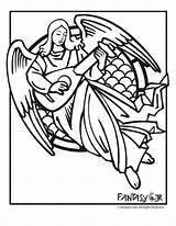 Coloring Angel Pages Stained Glass Template sketch template