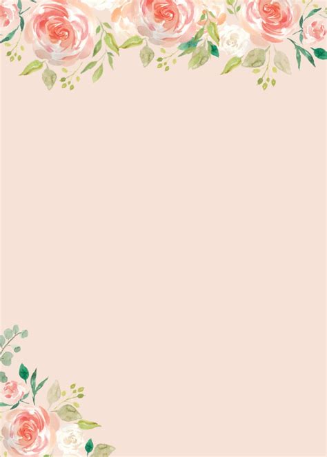 peach flower wedding invitation blank printable plain  blank