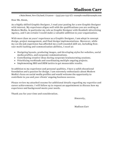 graphic designer cover letter examples livecareer cover letter