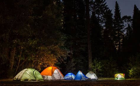 camping tents  forest  stock photo