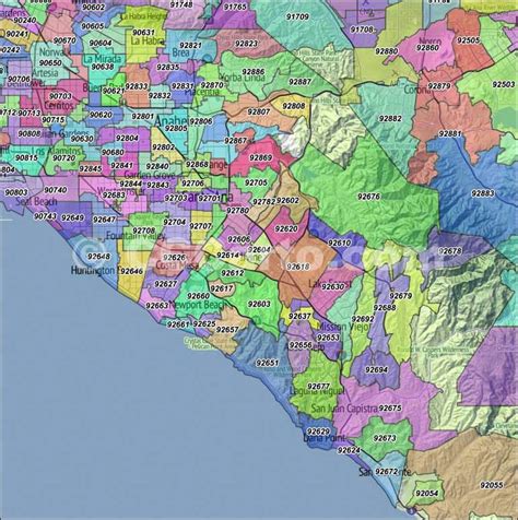 Orange County Zip Code Map California Gambaran