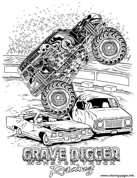 grave digger hot monster truck coloring pages printable