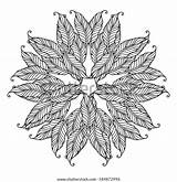 Feather Zentangle Ornamental sketch template