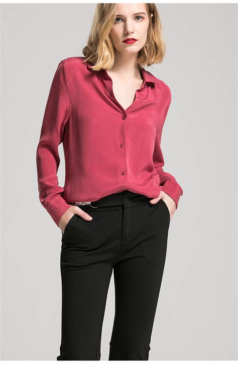 women silk blouse mm  real silk crepe blouses button heavy silk office ebay