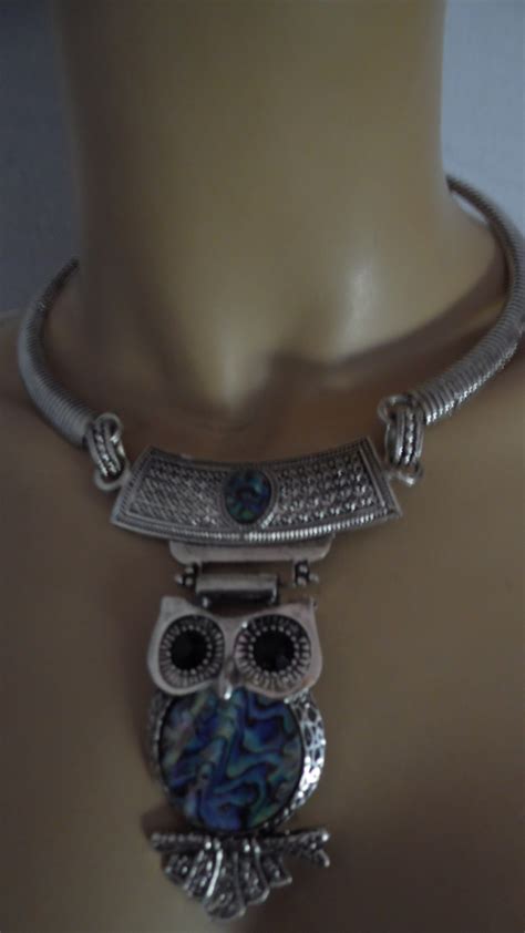 Necklace Heavy Metal Owl Türkis Schmuck Tibet Silber