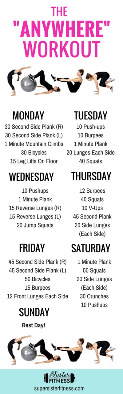 The Anywhere Workout 1 Week Workout Schedule No