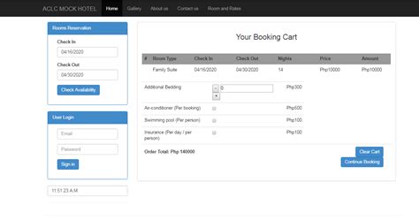 booking cart  hotel reservation system inettutorcom