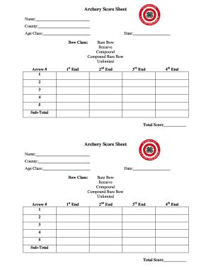 archery score sheet archery score sheet fill  sign printable