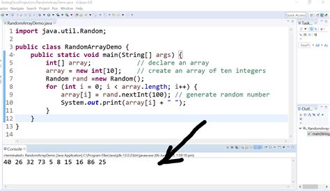 create an array with random values in a java program