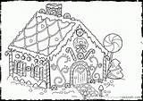 Coloring Gingerbread House Christmas Pages Popular sketch template