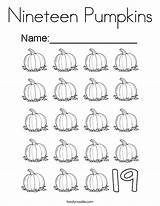 Coloring Pumpkins Nineteen Number 19 Sheet Template Pages Built California Usa Twistynoodle sketch template