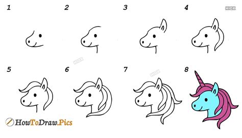 draw  simple unicorn head step  step images