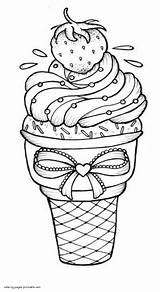 Ice Cream Coloring Pages Printable Food Strawberry Print sketch template