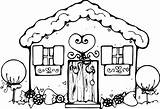 Coloring Pages House Library Gingerbread Christmas Ginger Bread sketch template