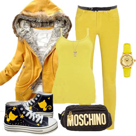 yellow fashion scarf casual clothes